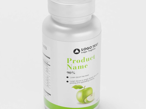 High-Quality 3D Supplement Bottle with Label Model Modello 3D