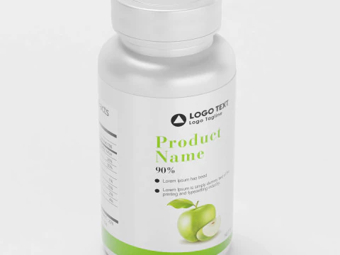 High-Quality 3D Supplement Bottle with Label Model 3D Model