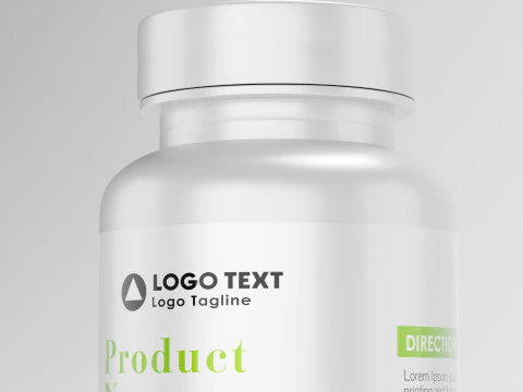 High-Quality 3D Supplement Bottle with Label Model 3D Model