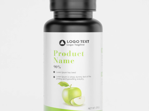High-Quality 3D Supplement Bottle with Label Model Modello 3D