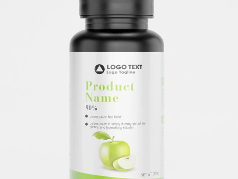 High-Quality 3D Supplement Bottle with Label Model 3D Model