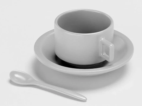 Titolo Elevato dettaglio di una tazzina da caff&egrave; espresso e un piattino Descrizione Questa modalit&agrave; 3D altamente dettagliata Modello 3D
