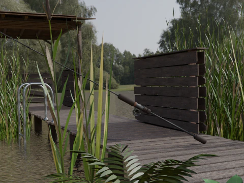 Bridge in lake v2 3D Model