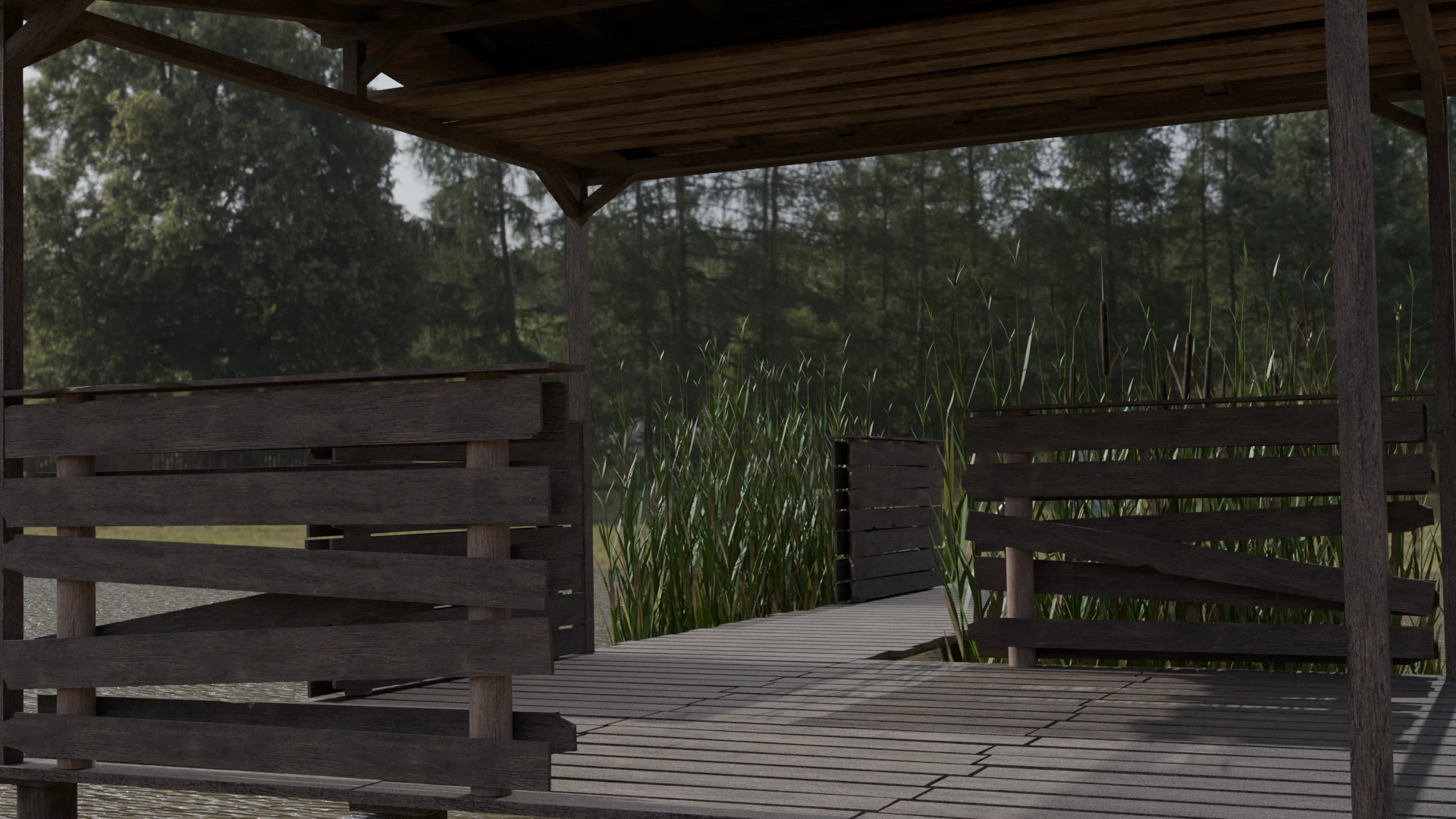 Bridge in lake v2 3D Model .c4d .max .obj .3ds .fbx .stl .blend