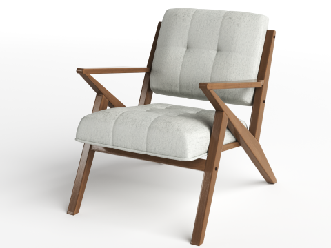 Rocket Light Grey Accent Lounge Fabric Arm Chair Modelo 3D