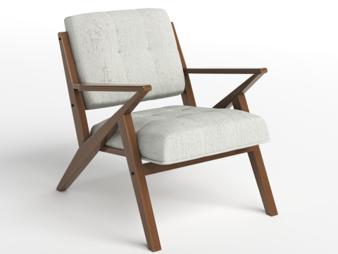 Rocket Light Grey Accent Lounge Fabric Arm Chair 3D Model