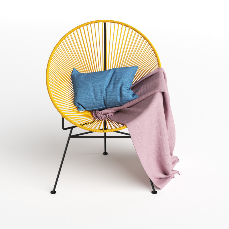 Stylish Hotel Rope Woven Dining Chairs Aluminum Armchair With Cushion Balcony Garden Outdoor Model 3D .c4d .max .obj .3ds .fbx .stl .blend 