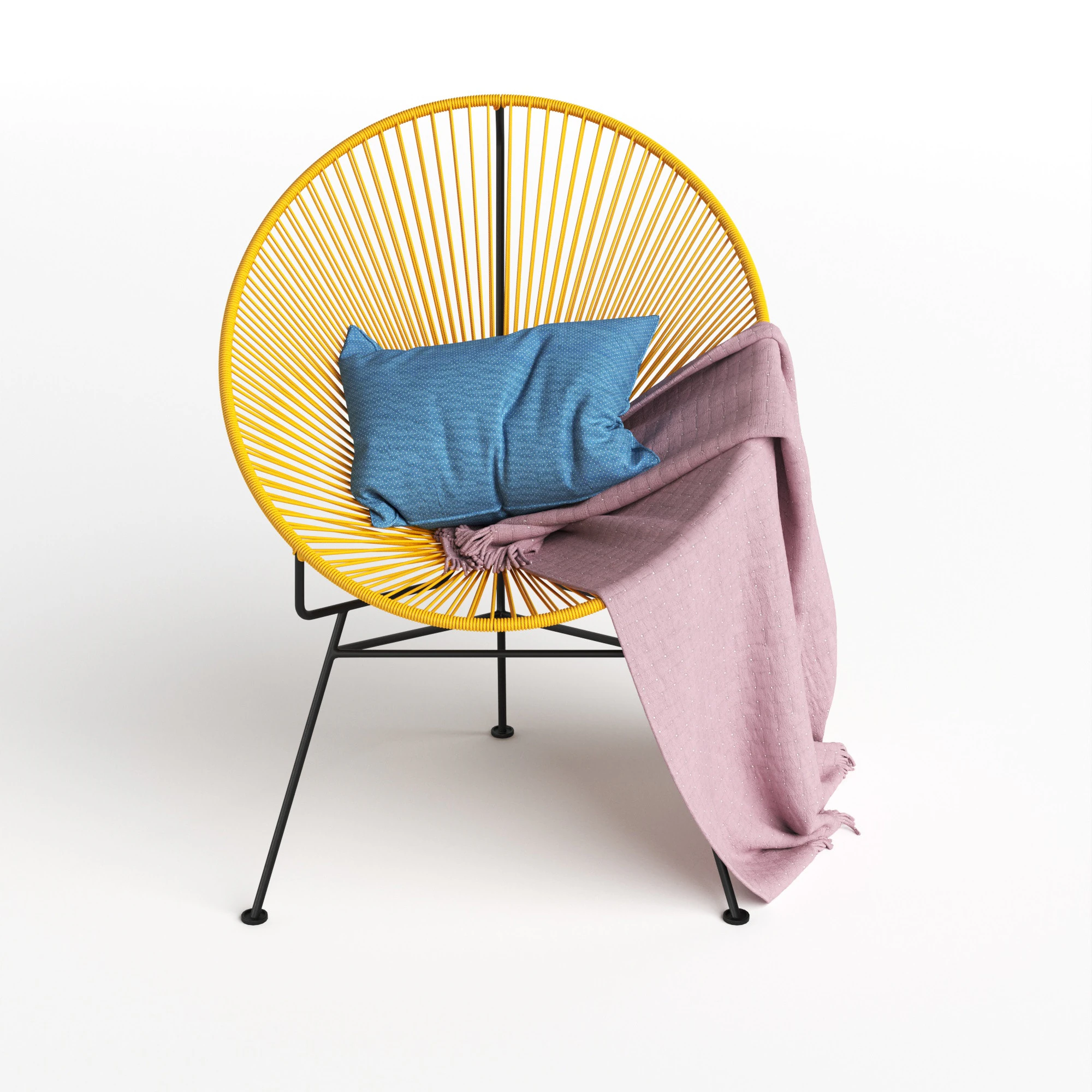 Stylish Hotel Rope Woven Dining Chairs Aluminum Armchair With Cushion Balcony Garden Outdoor 3D Model .c4d .max .obj .3ds .fbx .stl .blend 