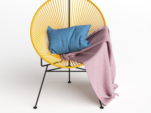 Stylish Hotel Rope Woven Dining Chairs Aluminum Armchair With Cushion Balcony Garden Outdoor 3D Model