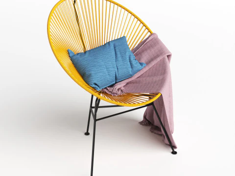 Stylish Hotel Rope Woven Dining Chairs Aluminum Armchair With Cushion Balcony Garden Outdoor 3D Model