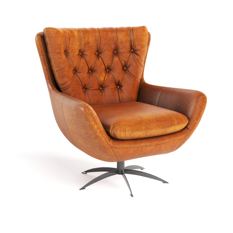 Pottery Barn Wells Tufted Swivel Armchair 3D Model .c4d .max .obj .3ds .fbx .stl .blend 