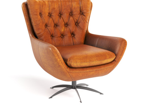 Pottery Barn Wells Tufted Swivel Armchair 3D Model