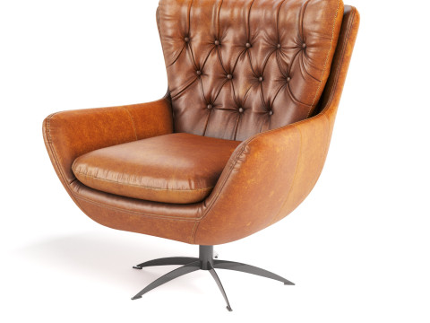Pottery Barn Wells Tufted Swivel Armchair 3D Model