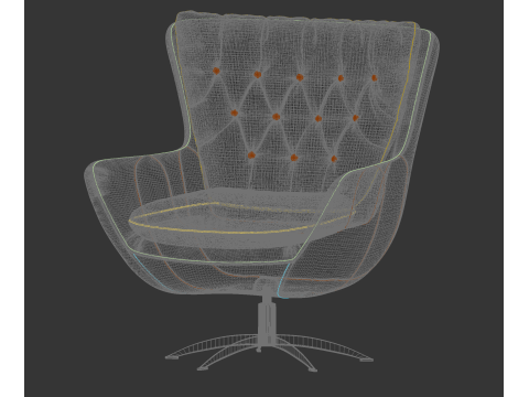 Pottery Barn Wells Tufted Swivel Armchair 3D Model