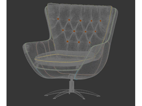 Pottery Barn Wells Tufted Swivel Armchair 3D Model