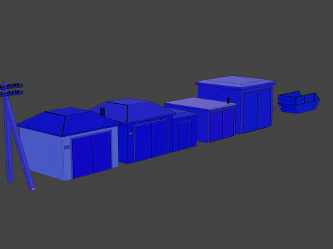 Low poly garage pack 3D Model