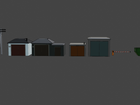 Low poly garage pack 3D Модель