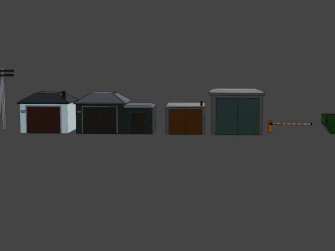 Low poly garage pack 3D Model