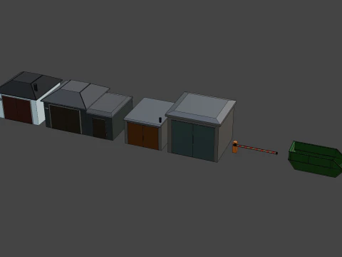 Low poly garage pack 3D Model