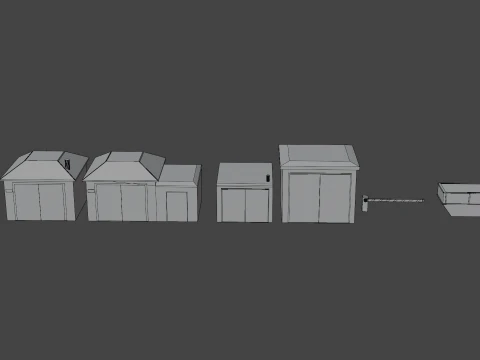 Low poly garage pack 3D Model