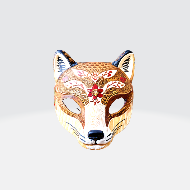 Intricate Japanese Fox Mask 3D-Modell .c4d .max .obj .3ds .fbx .stl .blend 