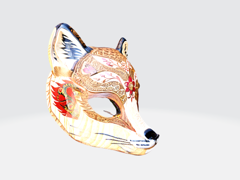 Intricate Japanese Fox Mask 3D-Modell