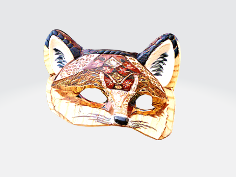 Intricate Japanese Fox Mask 3D-Modell