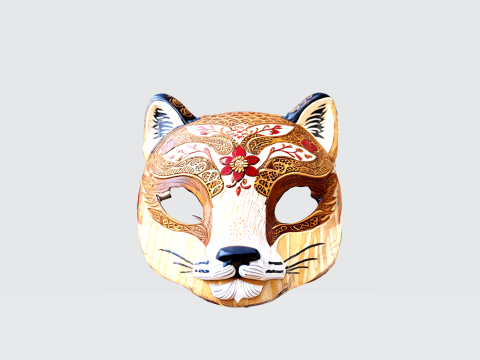 Intricate Japanese Fox Mask 3D-Modell