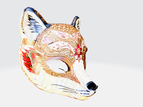 Intricate Japanese Fox Mask 3D-Modell
