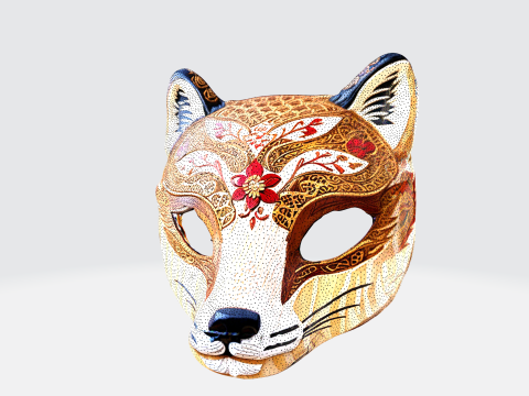 Intricate Japanese Fox Mask 3D-Modell