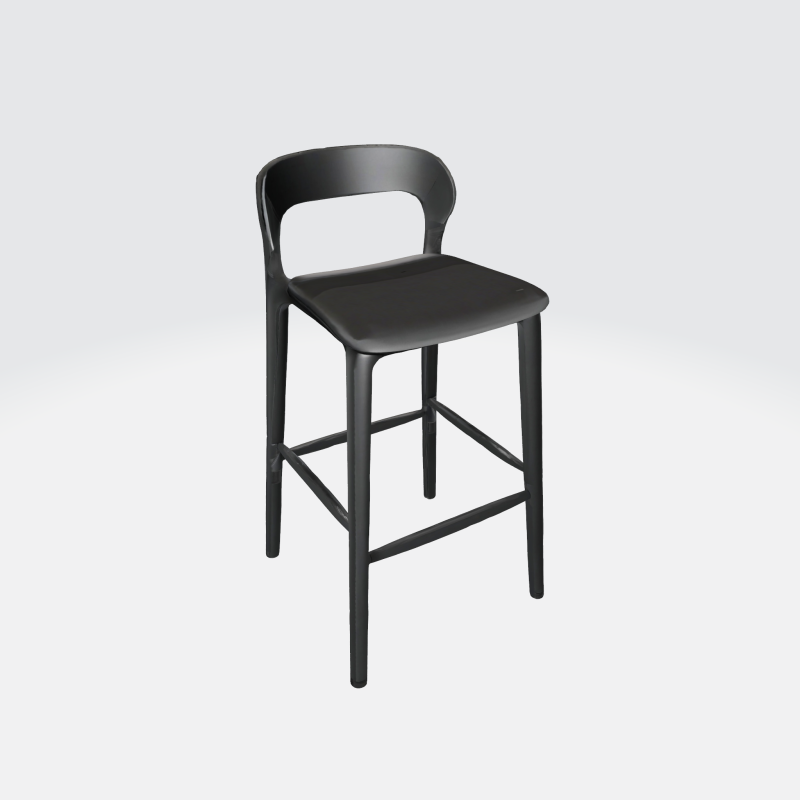 Sleek Black Metal Stool 3D Model .c4d .max .obj .3ds .fbx .stl .blend 