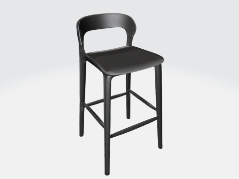 Sleek Black Metal Stool Modelo 3D