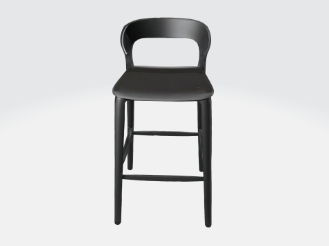 Sleek Black Metal Stool 3D Model