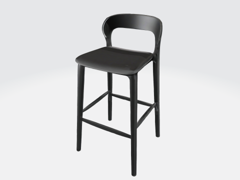 Sleek Black Metal Stool 3D Model