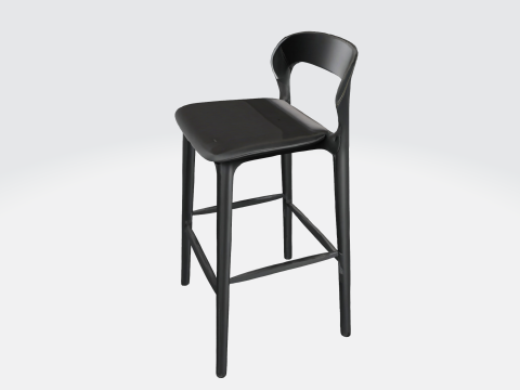 Sleek Black Metal Stool 3D Model