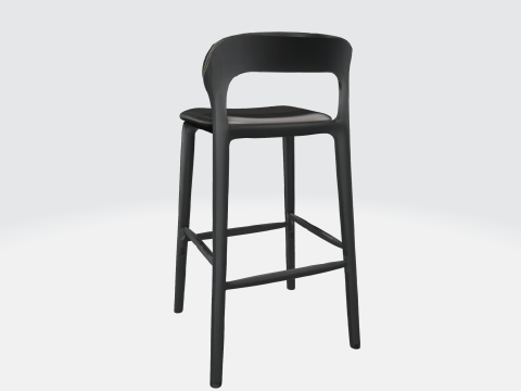 Sleek Black Metal Stool 3D Model