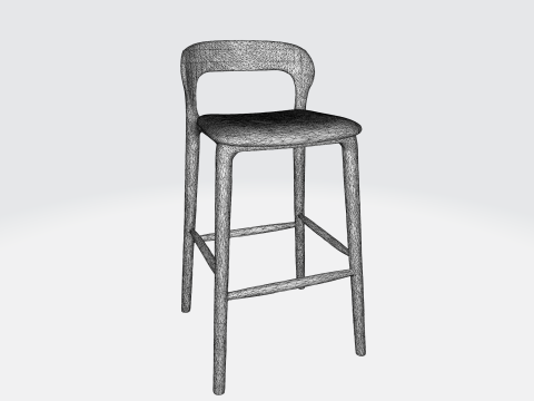 Sleek Black Metal Stool 3D Model