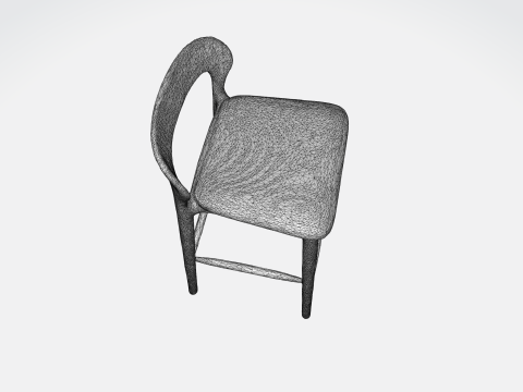 Sleek Black Metal Stool 3D Model