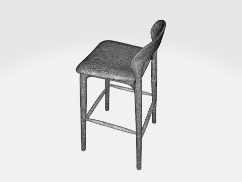 Sleek Black Metal Stool 3D Model