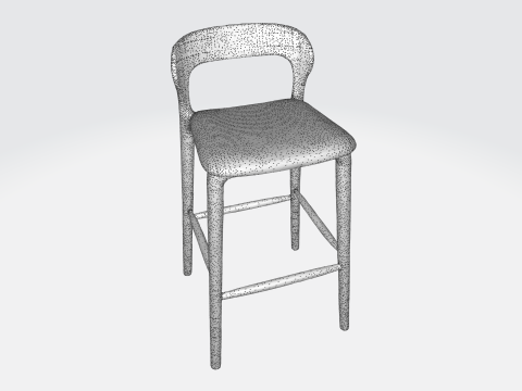 Sleek Black Metal Stool 3D Model