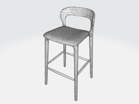 Sleek Black Metal Stool 3D Model