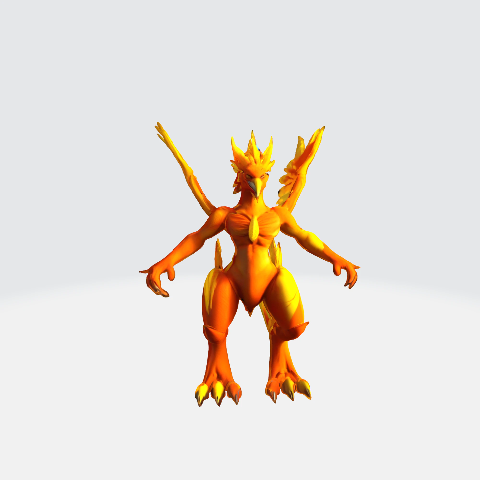 Creatura della Fenice di Fuoco Modello 3D .c4d .max .obj .3ds .fbx .stl .blend 