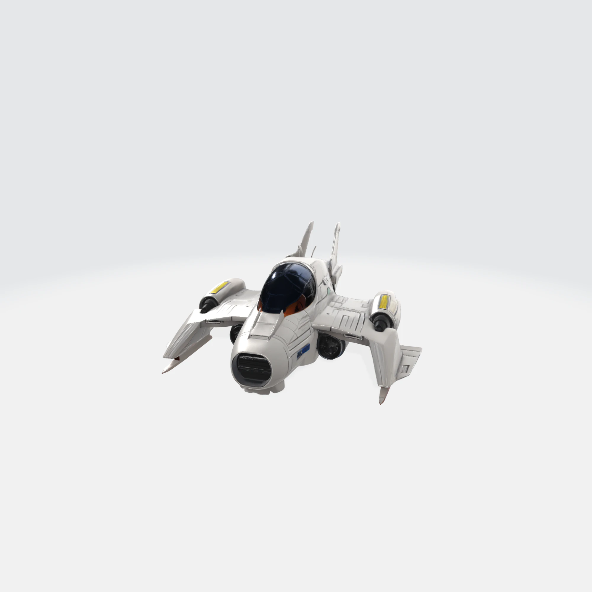 Futuristic Sci-Fi Fighter Spacecraft 3D Model .c4d .max .obj .3ds .fbx .stl .blend