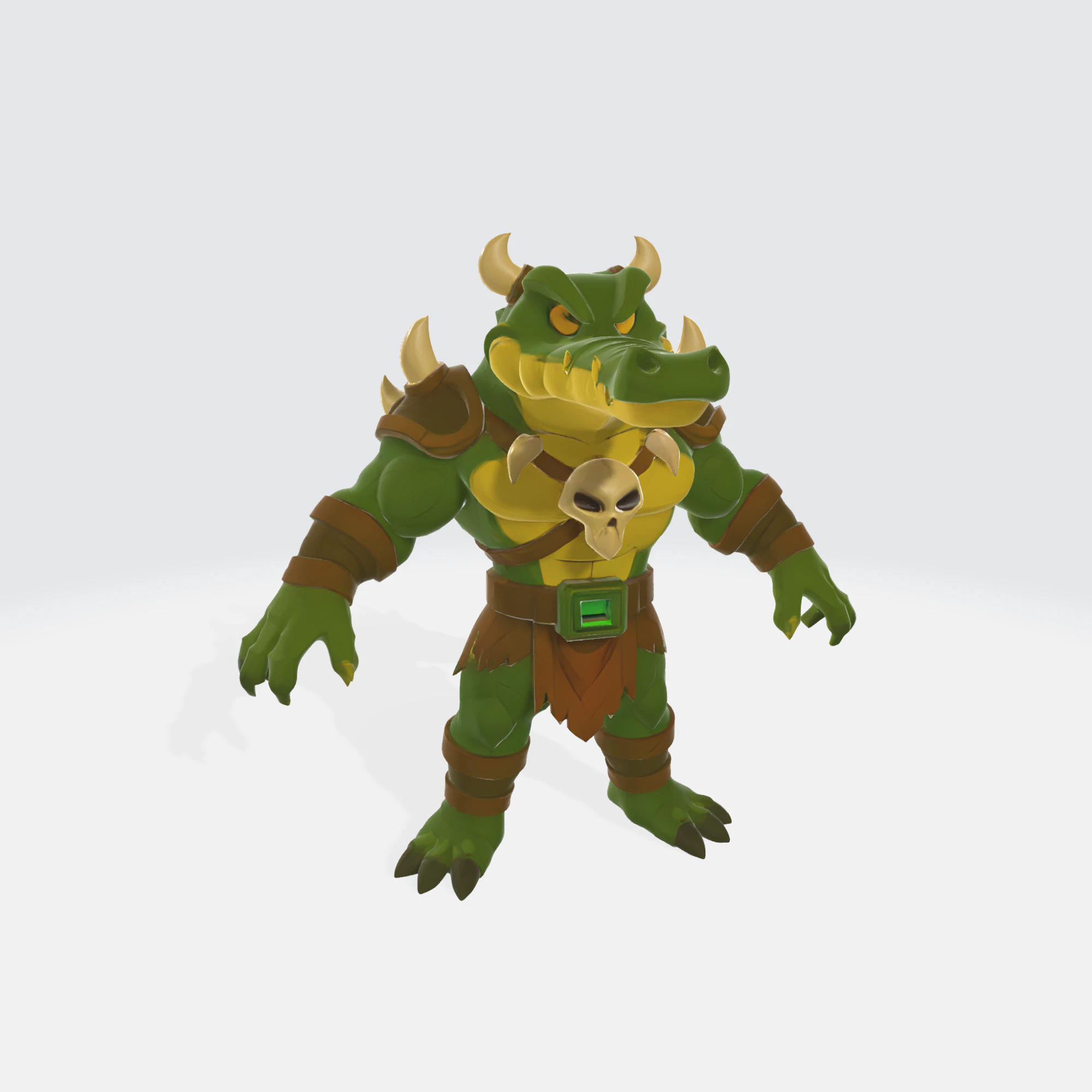 Fantasy Orc Warrior - Medieval Monster Character with Armor and Weapons 3D Model .c4d .max .obj .3ds .fbx .stl .blend 