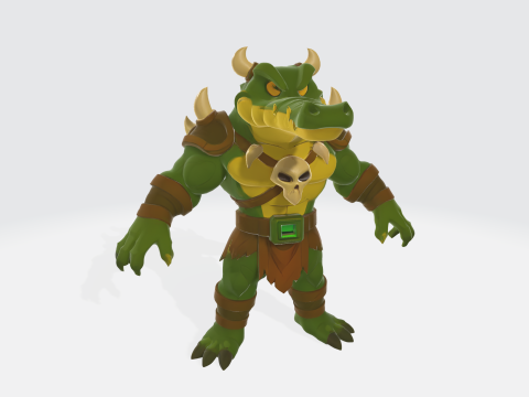 Fantasy Orc Warrior - Medieval Monster Character with Armor and Weapons 3D Model