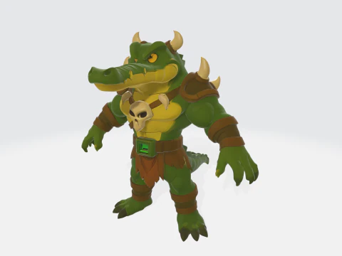 Fantasy Orc Warrior - Medieval Monster Character with Armor and Weapons 3D Model