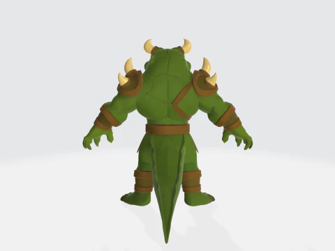 Fantasy Orc Warrior - Medieval Monster Character with Armor and Weapons 3D Model