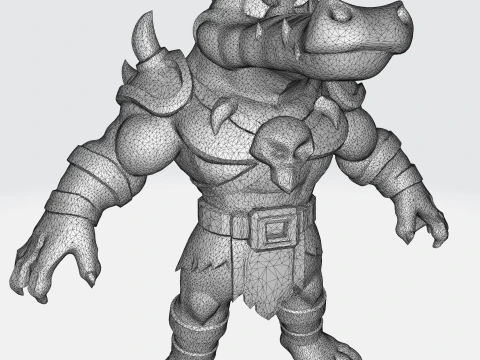 Fantasy Orc Warrior - Medieval Monster Character with Armor and Weapons 3D Model