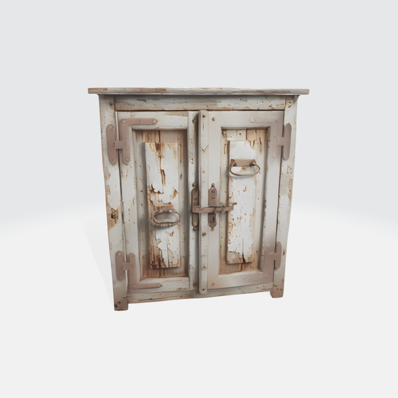 Rustic Vintage Wardrobe Cabinet - Distressed Farmhouse Furniture Modello 3D .c4d .max .obj .3ds .fbx .stl .blend
