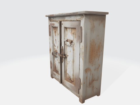 Rustic Vintage Wardrobe Cabinet - Distressed Farmhouse Furniture Modello 3D
